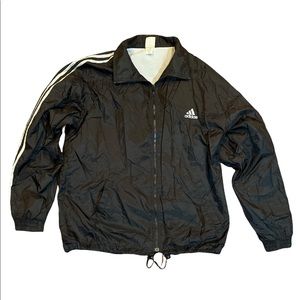 Vintage 3 Striped Adidas Lined Jacket Windbreaker Size M Black White Made in USA